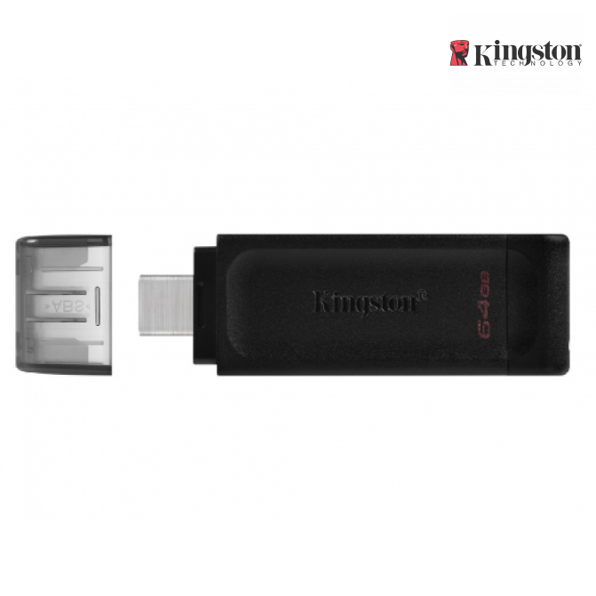 USB Флэш 64GB USB-С 3.2  Kingston DataTraveler 70 USB-C 32GB, USB 3.2, USB-C, (Read 80 MByte/s, Write 20 MByte/s)