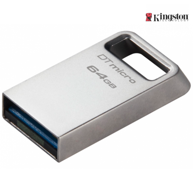 USB Флэш 64GB USB3.2 Kingston DataTraveler Micro G2, Metal casing, Compact and lightweight, World’s smallest USB Flash drive (Read 200 MB/s)