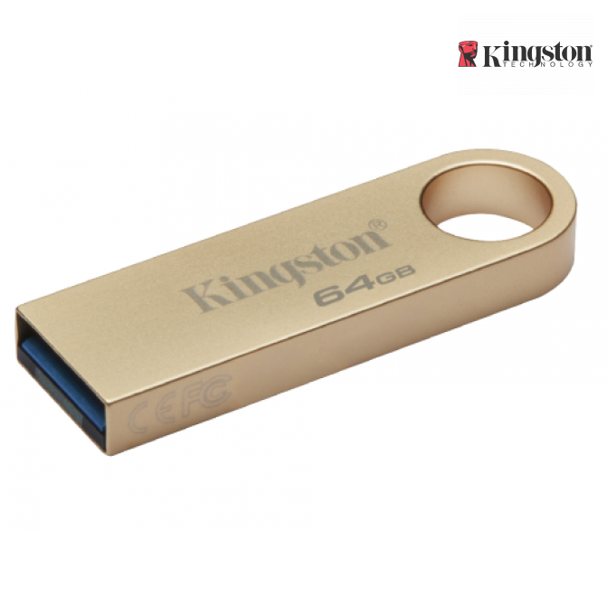 USB Флэш 64GB USB3.0  Kingston DataTraveler SE9 G3 Gold, Metal casing, Compact and lightweight (Read up to 220 MByte/s, Write up to 100 MByte/s)