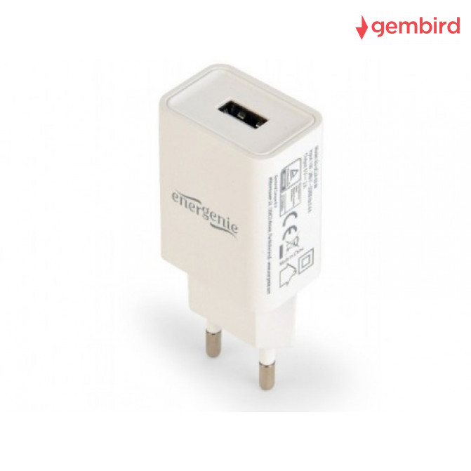 USB Încărcător Gembird EG-UC2A-03-W, Universal AC USB charging adapter, 5 V / 2 A, White
