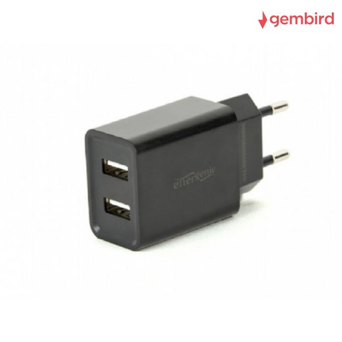 USB Încărcător Universal USB Charger - Gembird EG-U2C2A-03-BK, 2-port universal USB charger, 2.1 A, Black