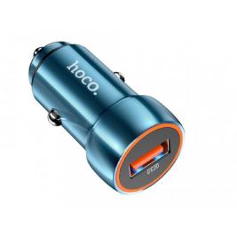Incărcător de mașină HOCO "Z46 Blue shield", 1 x USB charger, Total output: 18W, up to PD3.0 / QC3.0, Metal, Gray