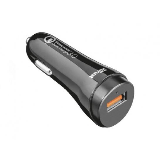 Incărcător de mașină Trust Ultra-Fast (18W) USB Car Charger with QC3.0 and auto-detect, Output: QC3.0 mode with 5V/3A – 9V/2A – 12V/1.5A