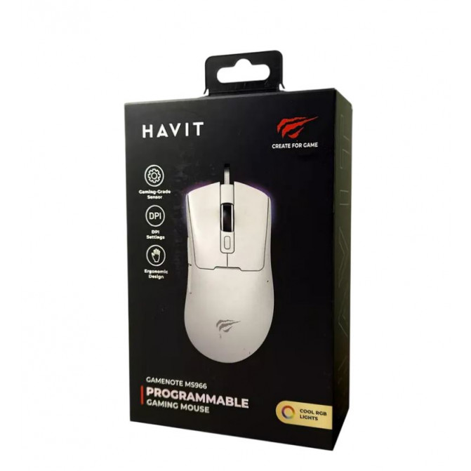 Mouse Gaming Wireless Havit MS966WB, Cu fir/Fără fir, Alb