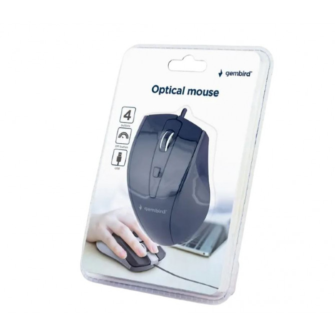 Mouse Gembird MUS-4B-02, Cu Fir, Negru
