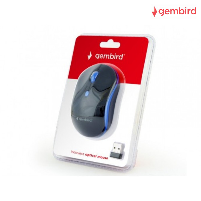 Мышь Gembird Wireless MUSW-4B-03-B, Беспроводное, Чёрно - Синий