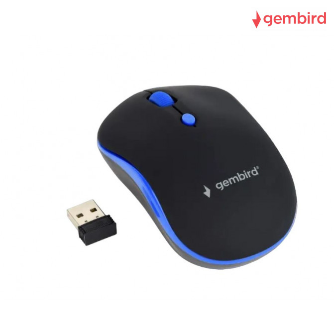 Мышь Gembird Wireless MUSW-4B-03-B, Беспроводное, Чёрно - Синий
