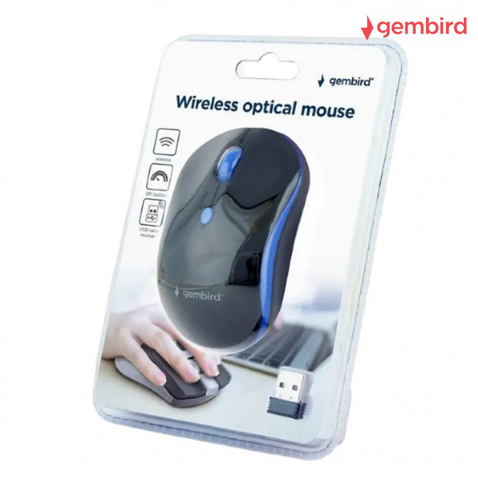 Мышь Gembird Wireless MUSW-4B-03-B, Беспроводное, Чёрно - Синий