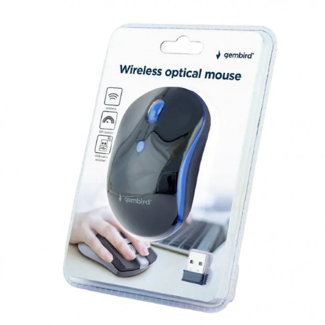 Мышь Gembird Wireless MUSW-4B-03-B, Беспроводное, Чёрно - Синий