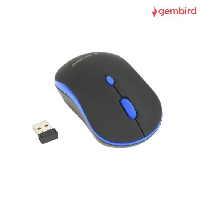 Мышь Gembird Wireless MUSW-4B-03-B, Беспроводное, Чёрно - Синий