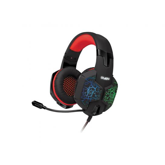 Căști SVEN AP-U988MV, de gaming cu microfon, 2.2m, USB, Black/Red