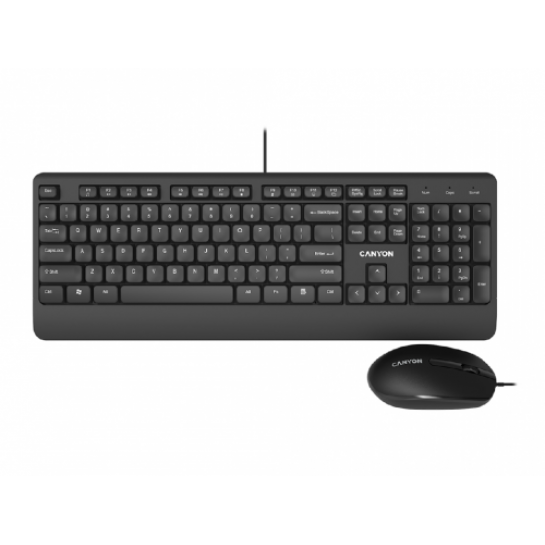 Tastatura + Mouse  Canyon SET-14, Slim, 12 multimedia functions, Black