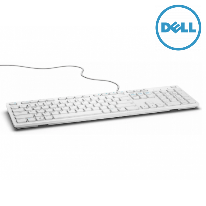 Клавиатура Dell KB216, Multimedia, Fn Keys, Quiet keys, Spill resistant, White,  US Layout, USB