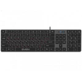Tastatura SVEN KB-E5000, Low-profile, Island-style, Fn Keys, Grey/Black, USB