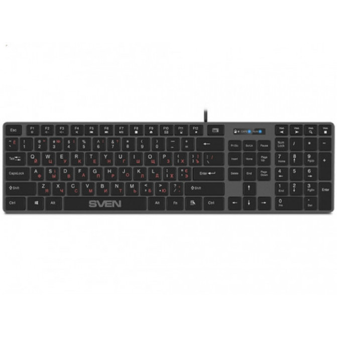 Клавиатура SVEN KB-E5000, Low-profile, Island-style, Fn Keys, Grey/Black, USB