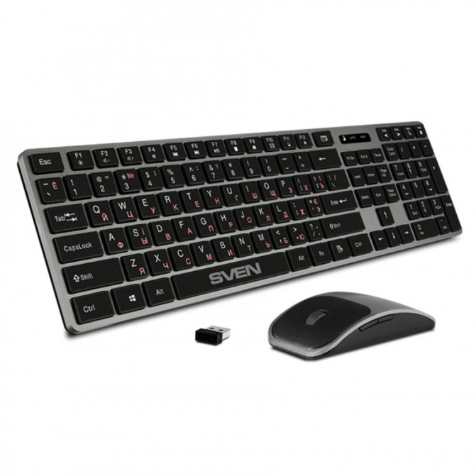 Клавиатура + Мышь Wireless SVEN KB-C3000W, Silent, Low profile, 12 Fn keys, 2.4 GHz, 2xAAA/1xAA