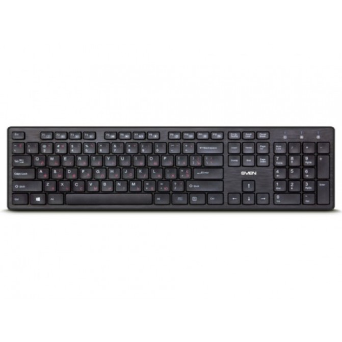 Tastatura WirelesSVEN KB-E5800W, Slim, Low-profile keys, Fn key, Nano rec., 2.4 Ghz, 1xAA, Black