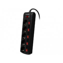 Filtru de rețea SVEN SF-05PL, 5 Sockets, 1.8m, individual switches, Black