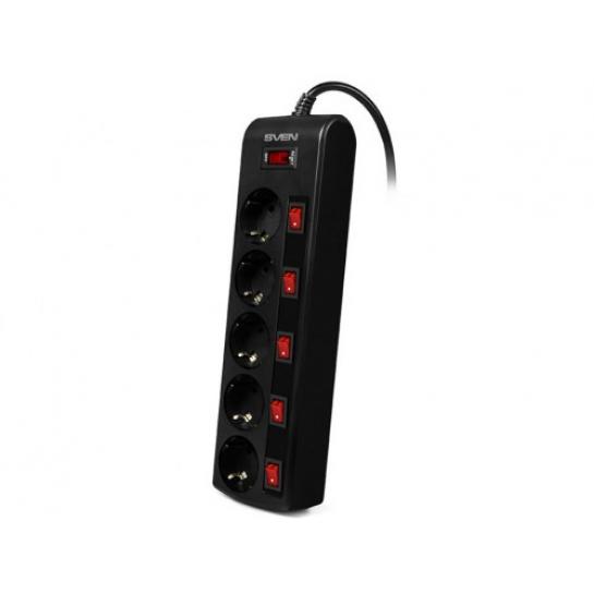 Filtru de rețea SVEN SF-05PL, 5 Sockets, 3.0m, Black