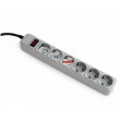 Сетевой фильтр Gembird SPG6-B-10C, 6 Sockets, 3.0m, up to 250V AC, 16 A, safety class IP20, Grey
