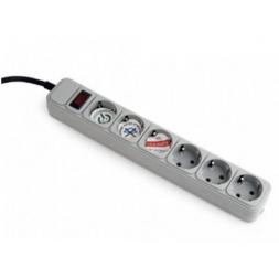 Сетевой фильтр Gembird SPG6-B-10C, 6 Sockets, 3.0m, up to 250V AC, 16 A, safety class IP20, Grey