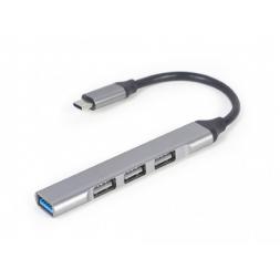 USB-концентратор Gembird UHB-CM-U3P1U2P3-02, USB Type-C 4-port USB hub (USB3 x 1 port, USB2 x 3 ports), silver