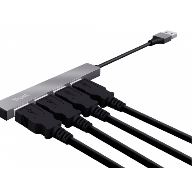 USB-концентратор Trust HALYX 4-PORT Mini USB HUB, silver