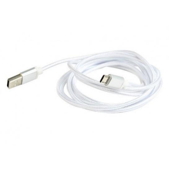 Cablu microUSB2.0 Cotton braided - 1.8m - Cablexpert CCB-mUSB2B-AMBM-6-S, Silver, Professional series, USB 2.0 A-plug to Micro B-plug, blister