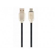 Кабель USB2.0/Micro-USB Premium Rubber - 2m - Cablexpert CC-USB2R-AMmBM-2M, Black, USB 2.0 A-plug to Micro-USB plug, blister
