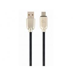 Кабель USB2.0/Micro-USB Premium Rubber - 2m - Cablexpert CC-USB2R-AMmBM-2M, Black, USB 2.0 A-plug to Micro-USB plug, blister