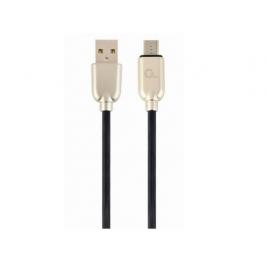 Cablu USB2.0/Micro-USB Premium Rubber - 2m - Cablexpert CC-USB2R-AMmBM-2M, Black, USB 2.0 A-plug to Micro-USB plug, blister