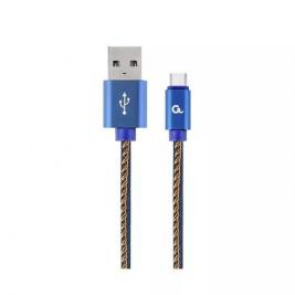 Кабель USB2.0/Type-C Premium Jeans - 2m - Cablexpert CC-USB2J-AMCM-2M-BL, Blue, USB 2.0 A-plug to type-C plug, blister