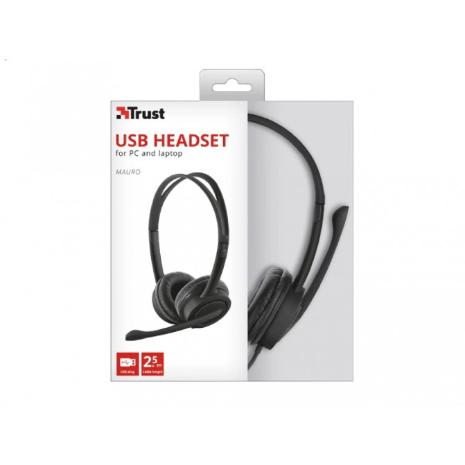 Наушники Trust Mauro USB, с микрофоном, Black