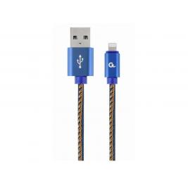 Cable USB2.0/8-pin (Lightning) Premium Jeans - 1m - Cablexpert CC-USB2J-AMLM-1M-BL, Blue