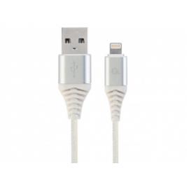 Cable USB2.0/8-pin Premium cotton braided - 2m - Cablexpert CC-USB2B-AMLM-2M-BW, Black/White