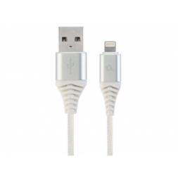 Cablu USB2.0/8-pin Premium cotton braided, Purple/White