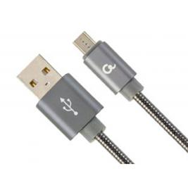 Cablu USB2.0/8-pin Premium cotton braided, Spacegrey/White