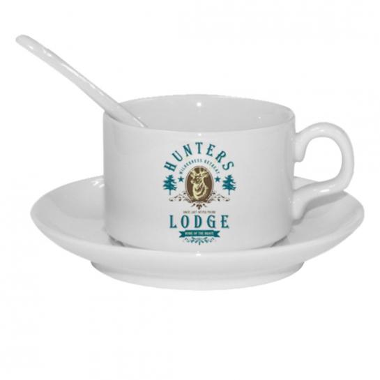 Set de cafea (cană, farfurie, linguriță) 6oz pentru sublimare