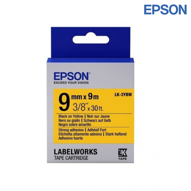 Картридж с лентой Label Epson LK-3YBW Strng adh Blk/Yell 9/9 Original