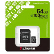 Card de Memorie 64GB MicroSD (Class 10) UHS-I (U1) +SD adapter, Kingston Canvas Select Plus Gen3 "SDCS3/64GB" (R:100MB/s)