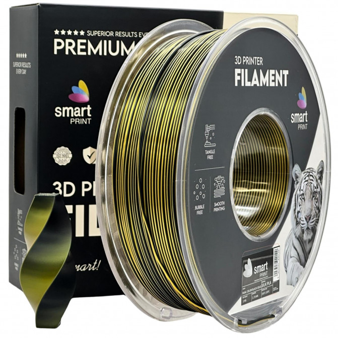 Filament pentru imprimanta 3D Smart Print Silk FG-S98-E1, PLA, Black-Gold, 1.75 мм, 1кг