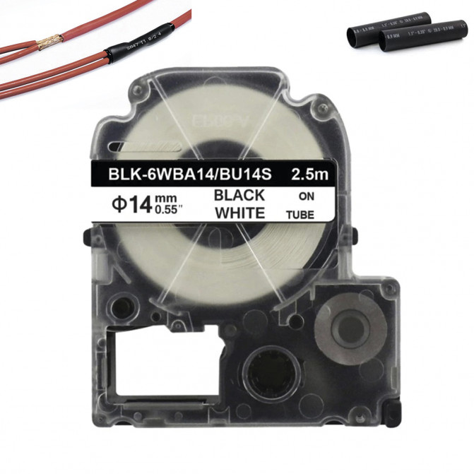 Cartuş Label Epson Heat Shrink Tube LK-6WBA14/BLK-6WBA14(BU14S) Black/White 14mm*2,5m Prospect