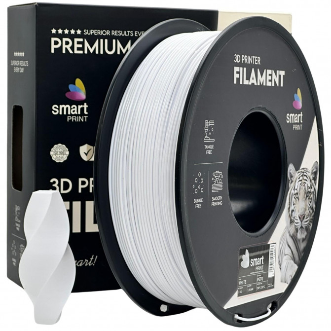 Filament pentru imprimanta 3D Smart Print FG-S27-E1, PETG, White, 1.75 mm, 1kg