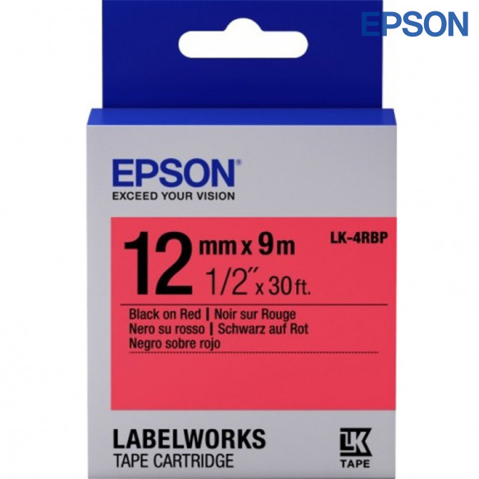 Картридж с лентой Label Epson LK-4RBP Pastel Black/Red 12/9 Original