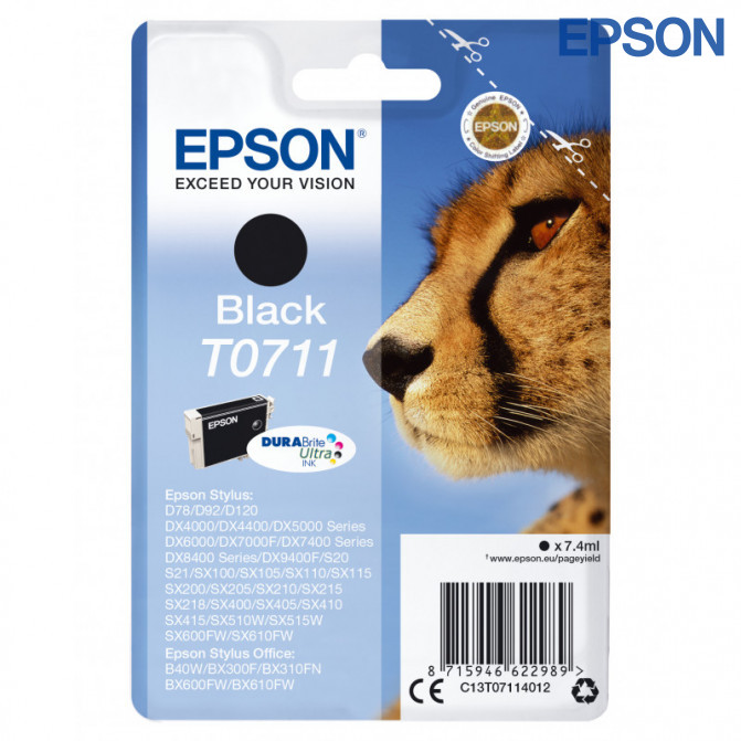 Cartuș cu jet de cerneală Epson Stylus SX100 (T0711) Black Original