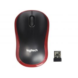 Mouse Logitech Wireless M185 Red, Optical Mouse for Notebooks, Nano receiver, Red/Black,  Retail