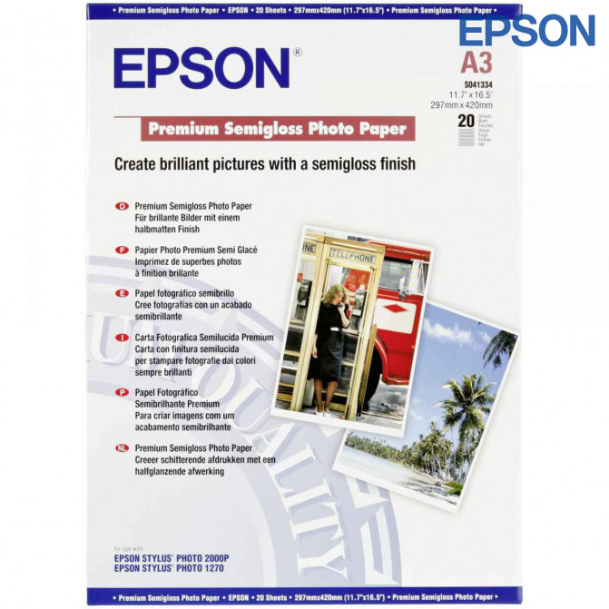 Hîrtie foto Epson Premium A3 251 gr Semi lucioasă 20 foi
