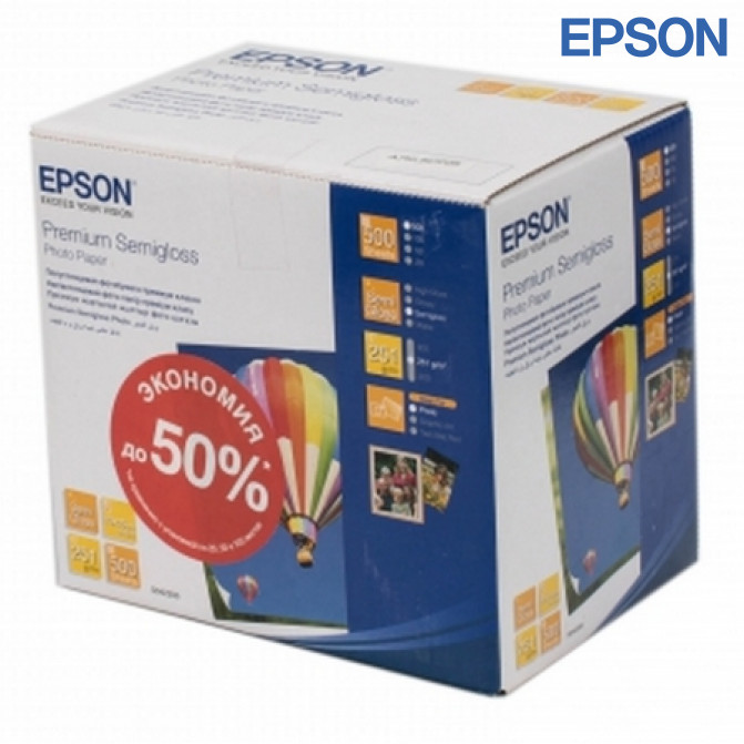Фотобумага 4R 251 гр Глянцевая Премиум Semigloss 500 листов Epson C13S042200
