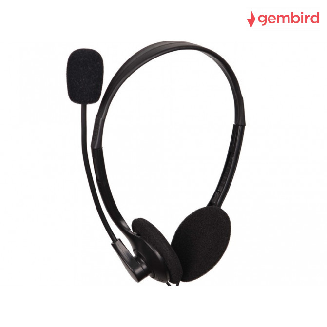 Наушники Gembird MHS-123, с микрофоном и регулятором громкости, Black