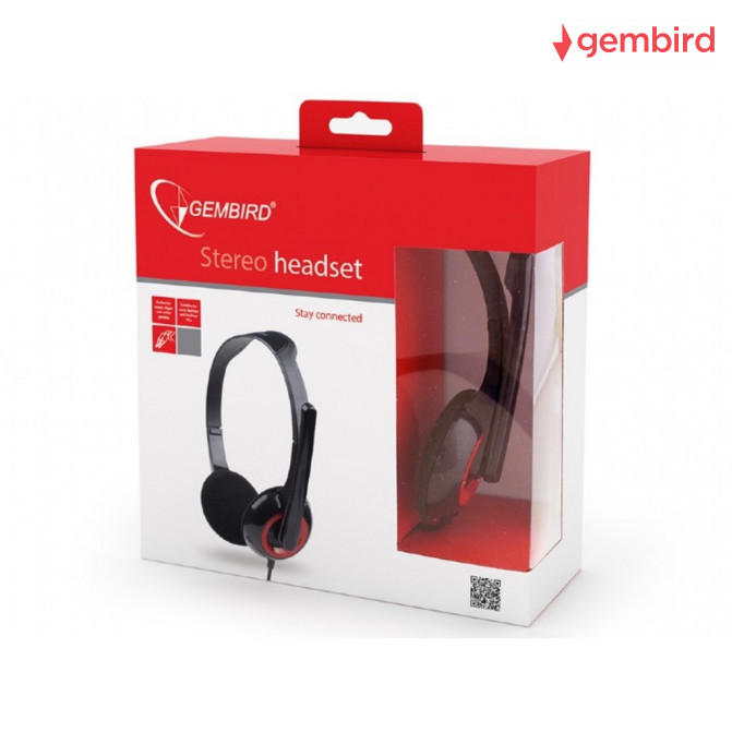 Наушники Gembird MHS-002 с микрофоном и регулятором громкости, StereoBlack